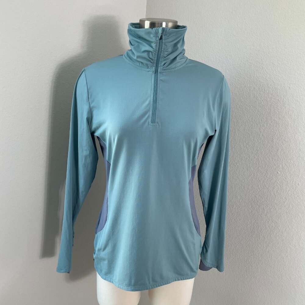Title Nine Womens Medium Quarter Zip Pullover Top Dusty Blue‎ Athletic Shirt